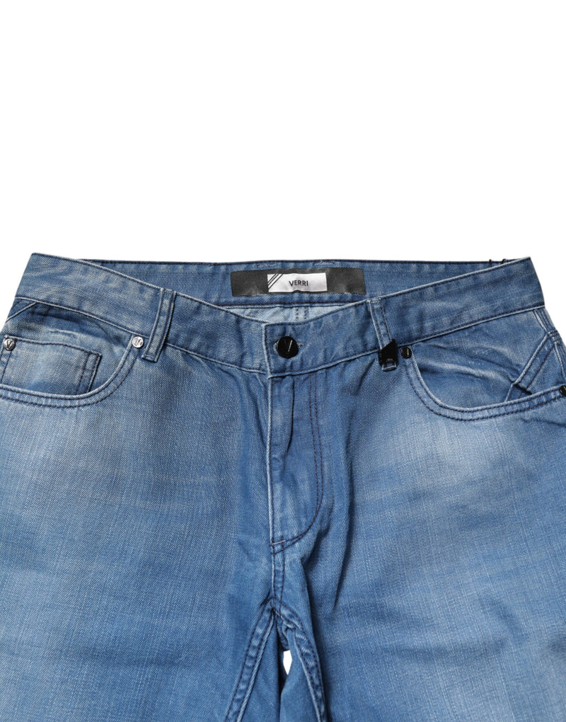 Verri Jeans Denim Skinny Fit Homme Bleu Délavé en Coton
