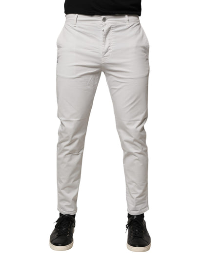 Daniele Alessandrini White Cotton Mid Waist Skinny Jeans for Men