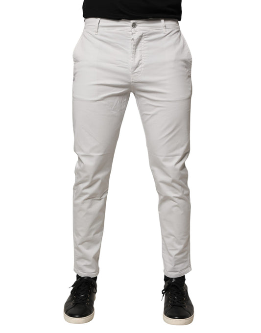 Daniele Alessandrini White Cotton Mid Waist Skinny Jeans for Men