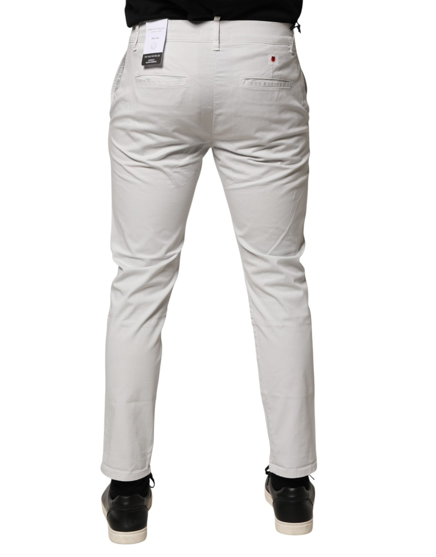 Daniele Alessandrini White Cotton Mid Waist Skinny Jeans for Men