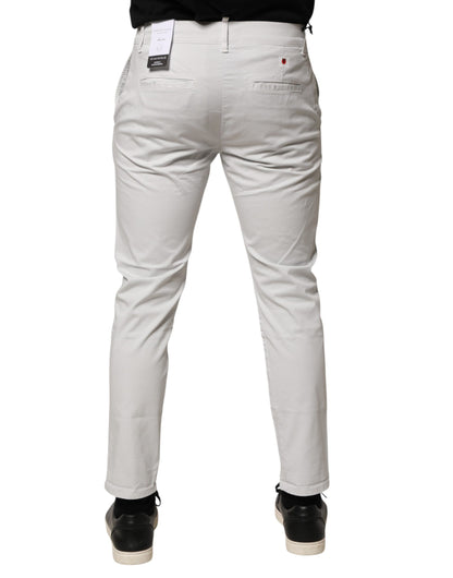 Daniele Alessandrini White Cotton Mid Waist Skinny Jeans for Men