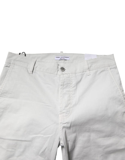 Daniele Alessandrini White Cotton Mid Waist Skinny Jeans for Men
