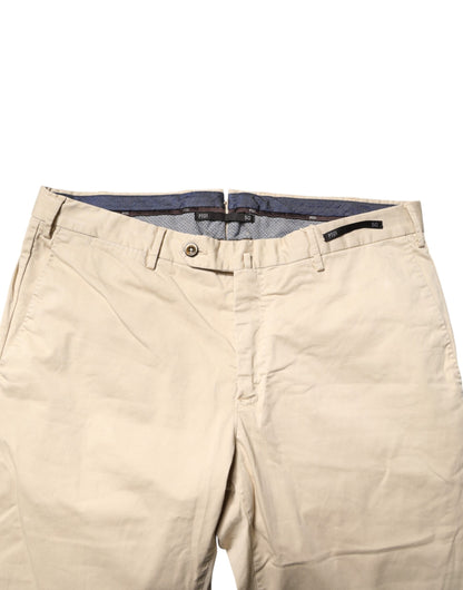 Pantalon chino skinny beige taille mi-haute pour homme PT01