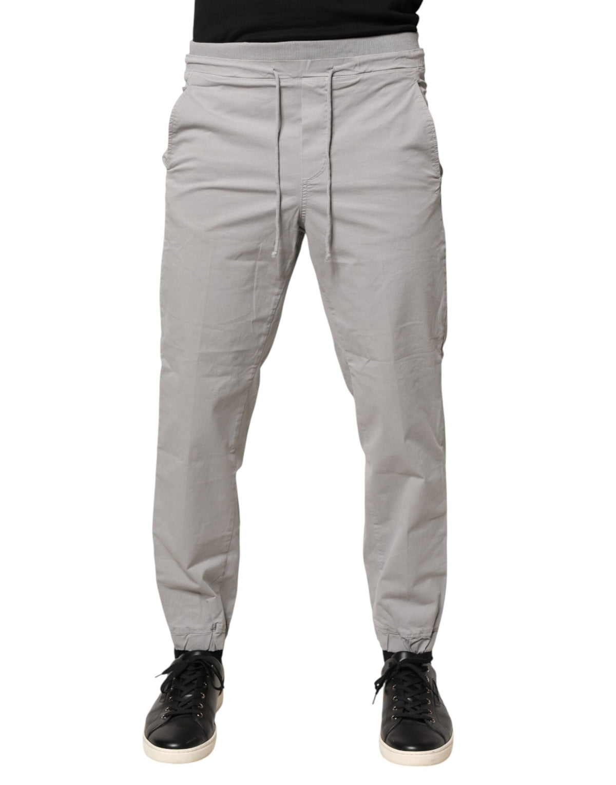 Dondup Light Gray Cotton Mid Waist Skinny Jogger Pants for Men