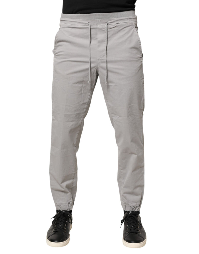 Dondup Light Gray Cotton Mid Waist Skinny Jogger Pants for Men