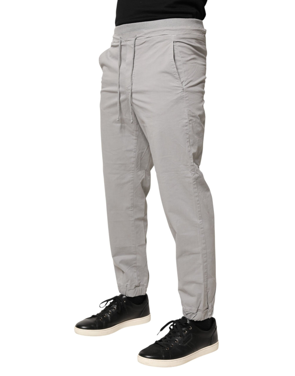 Dondup Light Gray Cotton Mid Waist Skinny Jogger Pants for Men