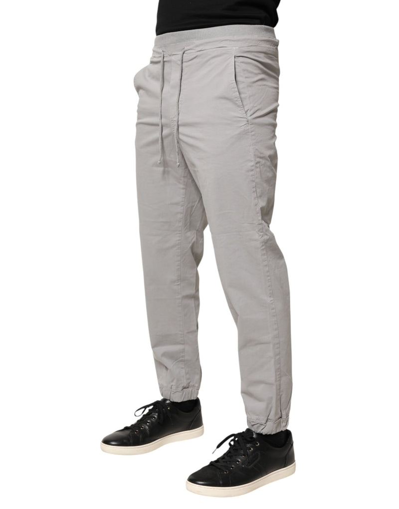Dondup Light Gray Cotton Mid Waist Skinny Jogger Pants for Men