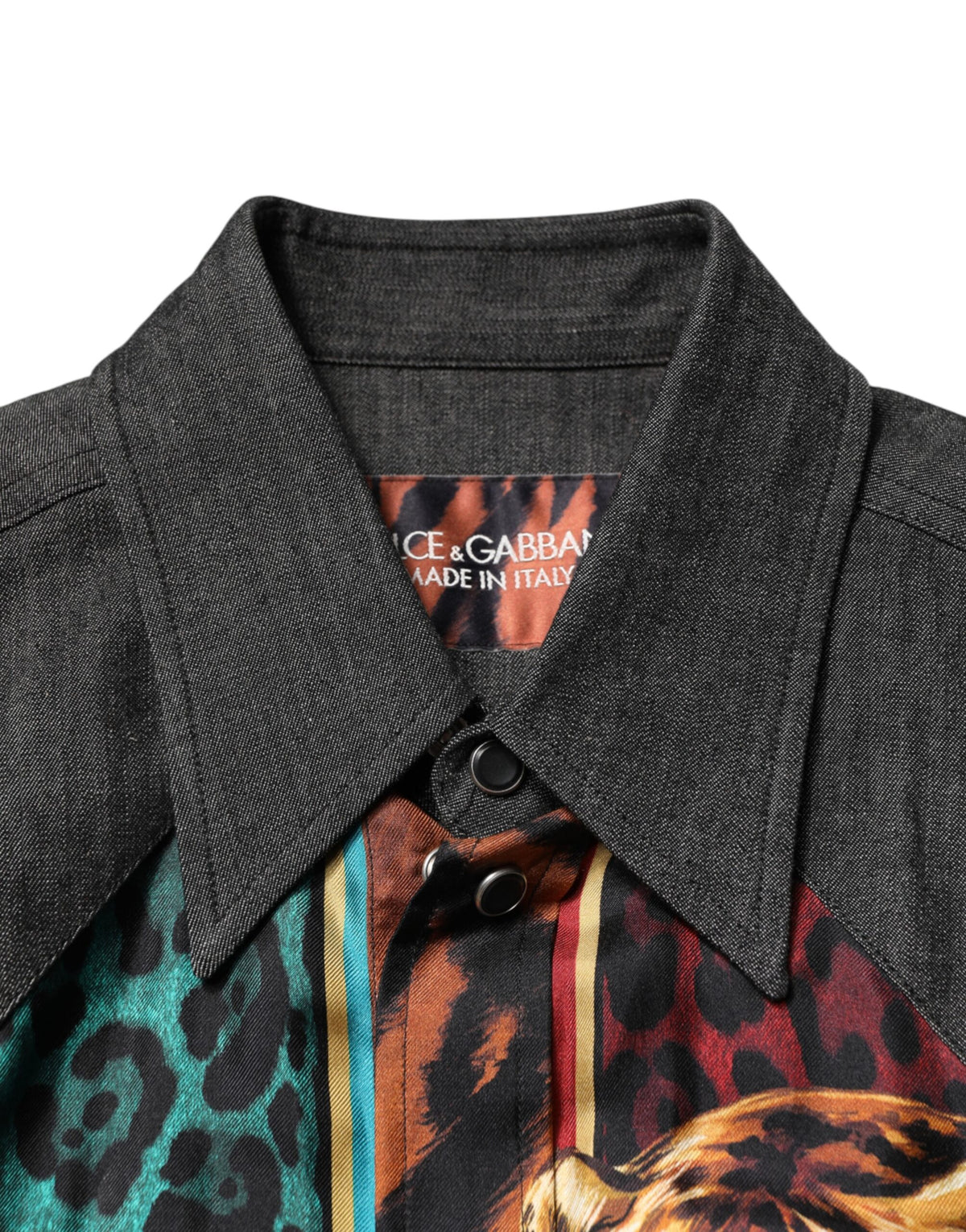 Chemise homme en soie Dolce &amp; Gabbana à imprimé léopard et tigre multicolore