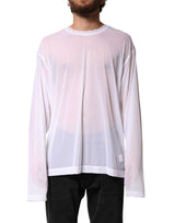 T-shirt Dolce &amp; Gabbana blanc en nylon à manches longues et col rond