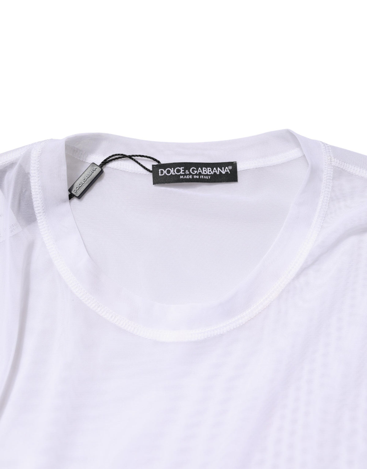 T-shirt Dolce &amp; Gabbana blanc en nylon à manches longues et col rond