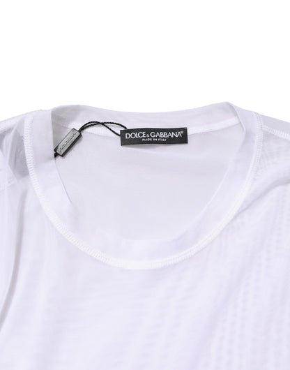 T-shirt Dolce &amp; Gabbana blanc en nylon à manches longues et col rond