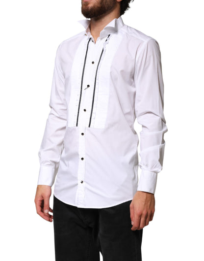 Chemise habillée Dolce &amp; Gabbana blanche et dorée à manches longues