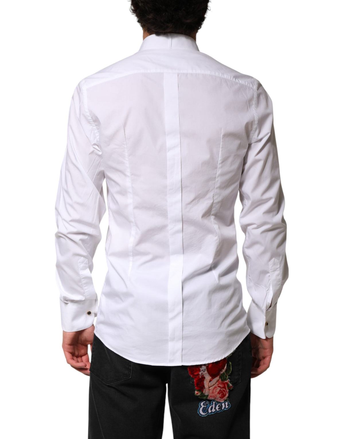 Chemise habillée Dolce &amp; Gabbana blanche et dorée à manches longues