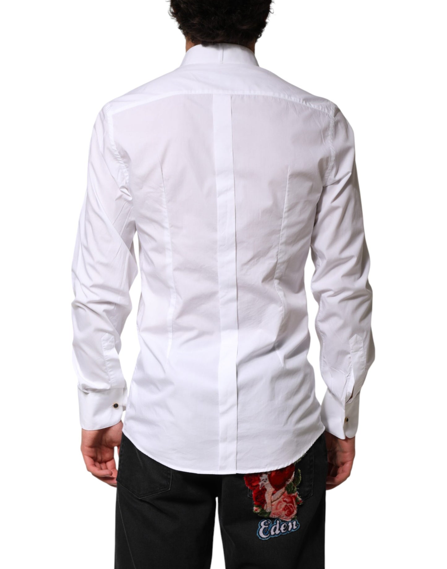 Chemise habillée Dolce &amp; Gabbana blanche et dorée à manches longues
