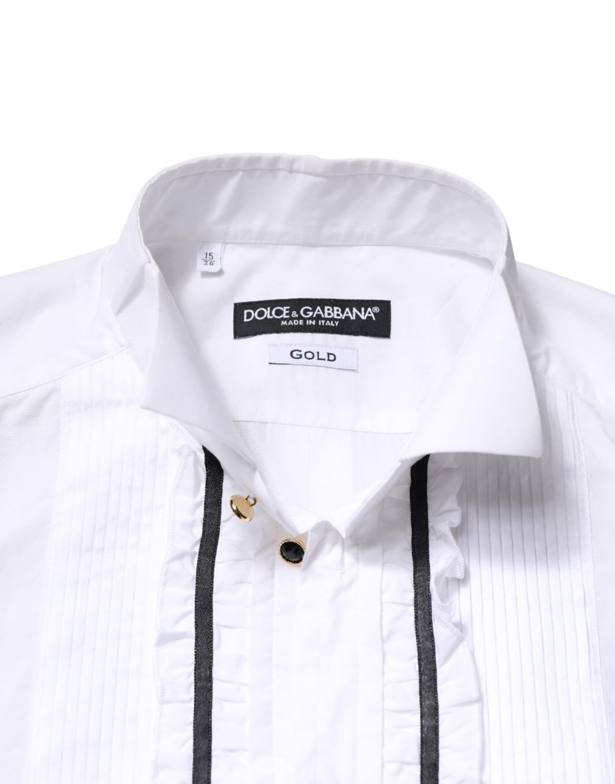 Chemise habillée Dolce &amp; Gabbana blanche et dorée à manches longues
