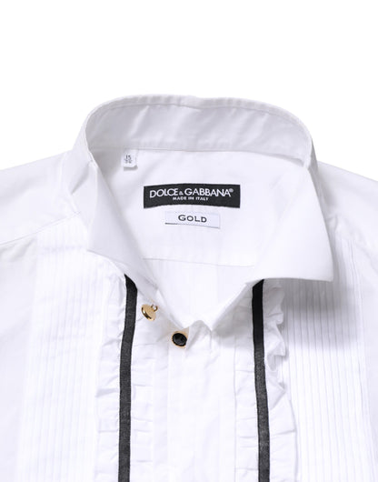 Chemise habillée Dolce &amp; Gabbana blanche et dorée à manches longues