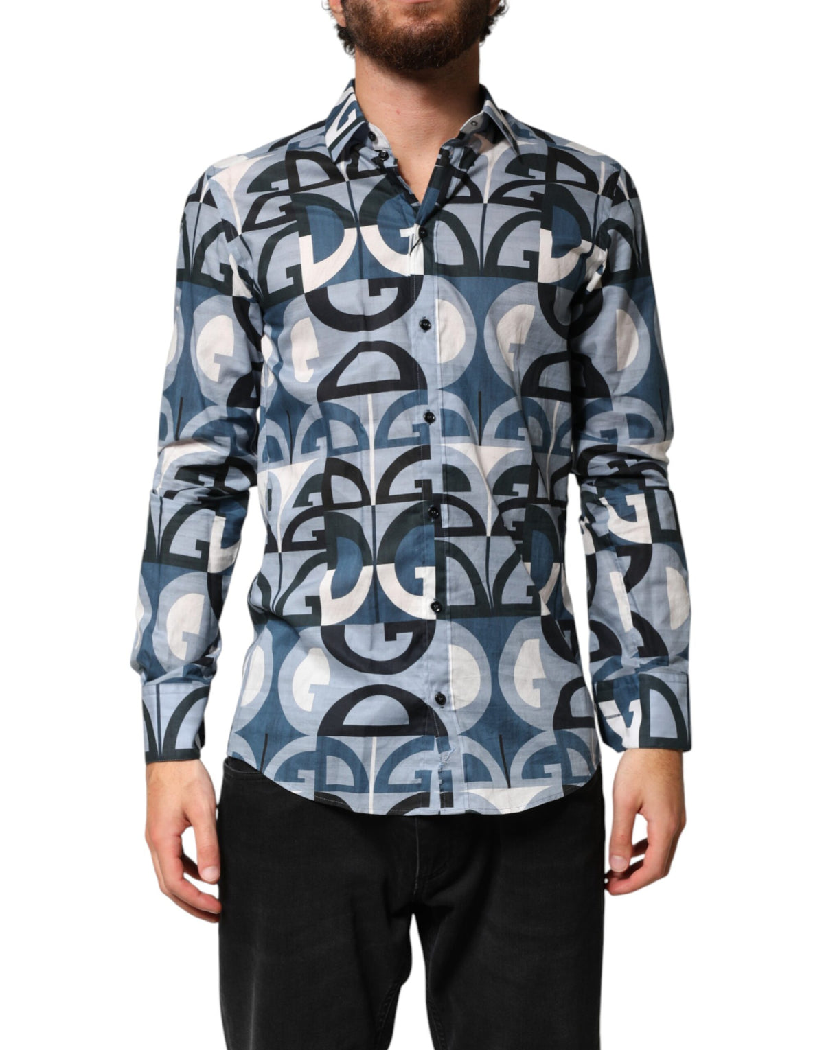Chemise décontractée à manches longues Dolce &amp; Gabbana bleue MARTINI avec logo