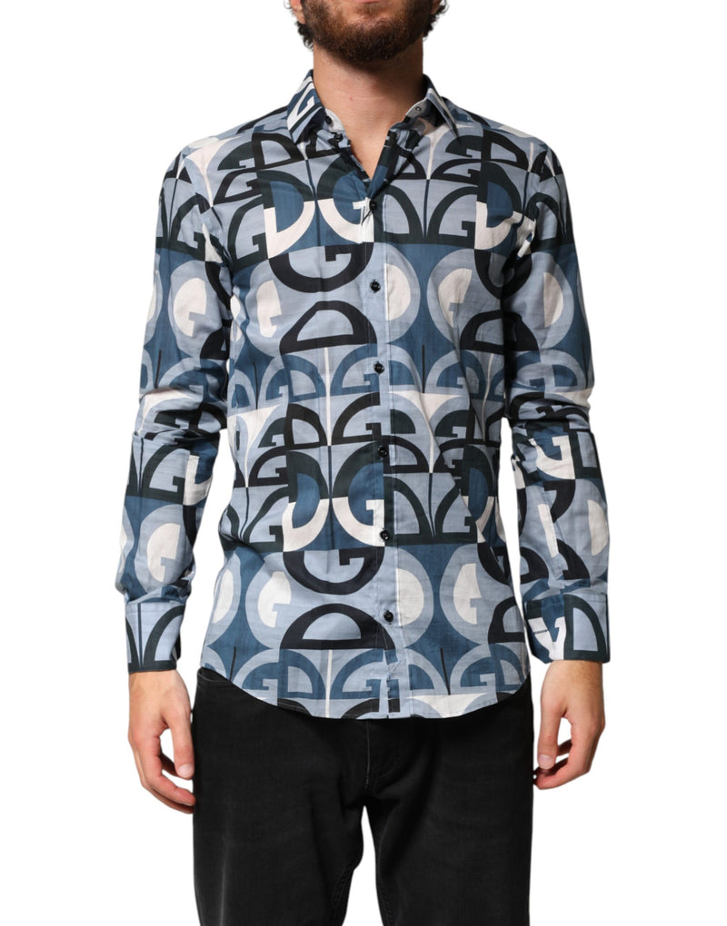 Chemise décontractée à manches longues Dolce &amp; Gabbana bleue MARTINI avec logo
