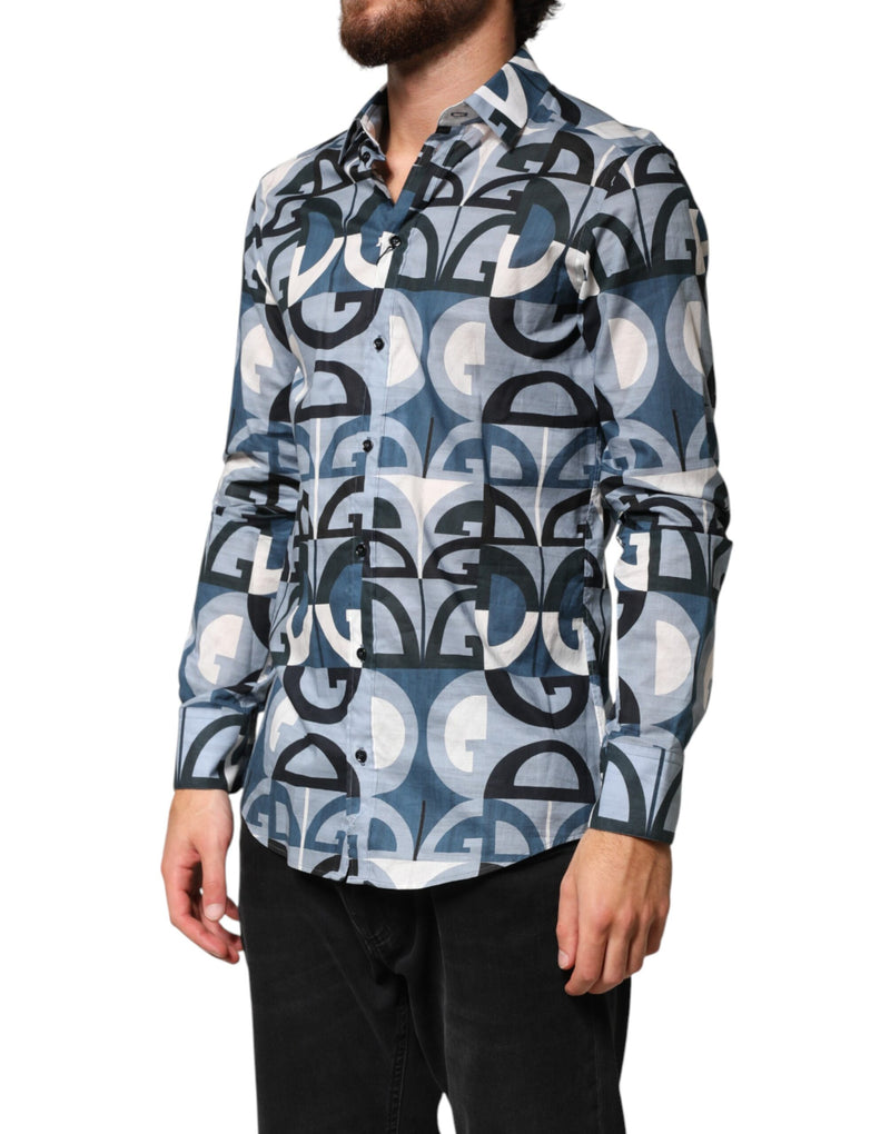 Chemise décontractée à manches longues Dolce &amp; Gabbana bleue MARTINI avec logo