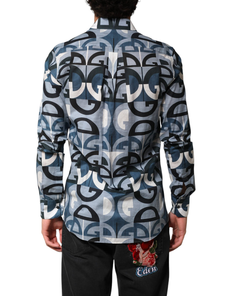Chemise décontractée à manches longues Dolce &amp; Gabbana bleue MARTINI avec logo