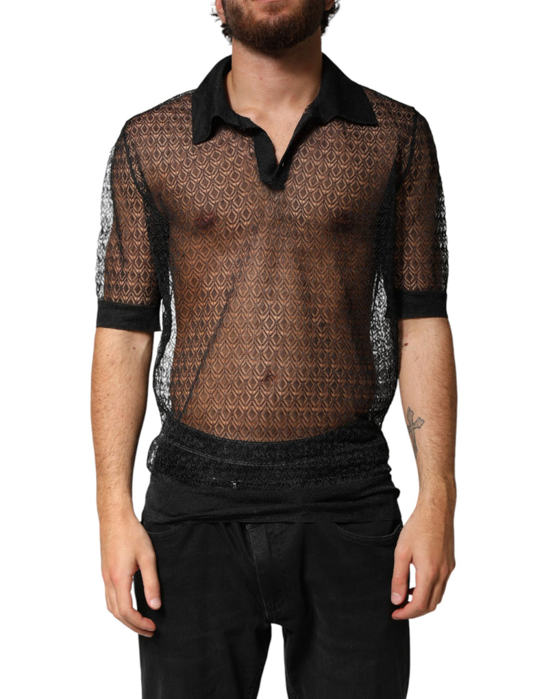 Polo décontracté Dolce &amp; Gabbana noir transparent à manches courtes