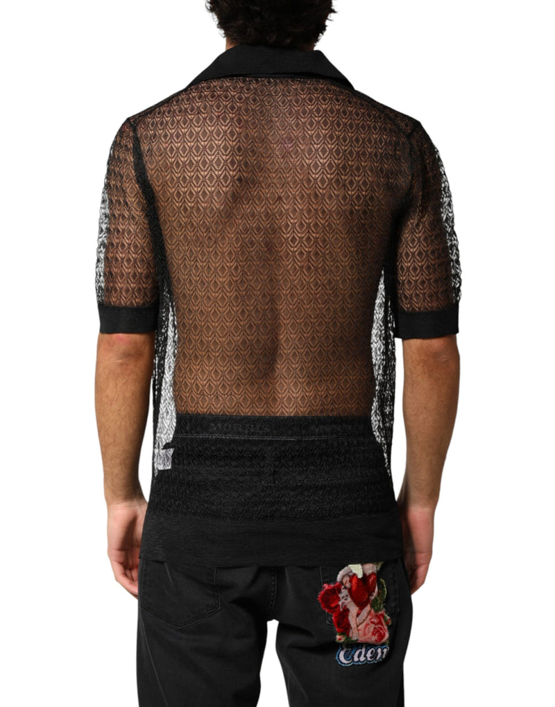 Polo décontracté Dolce &amp; Gabbana noir transparent à manches courtes