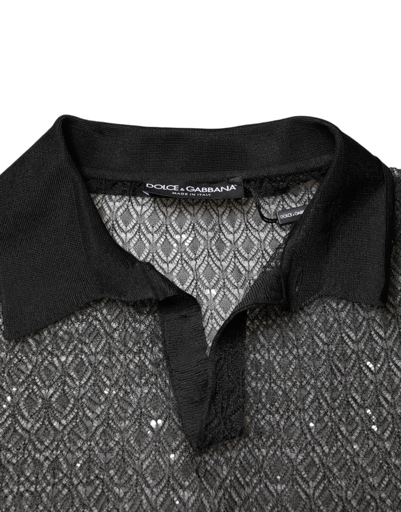 Polo décontracté Dolce &amp; Gabbana noir transparent à manches courtes