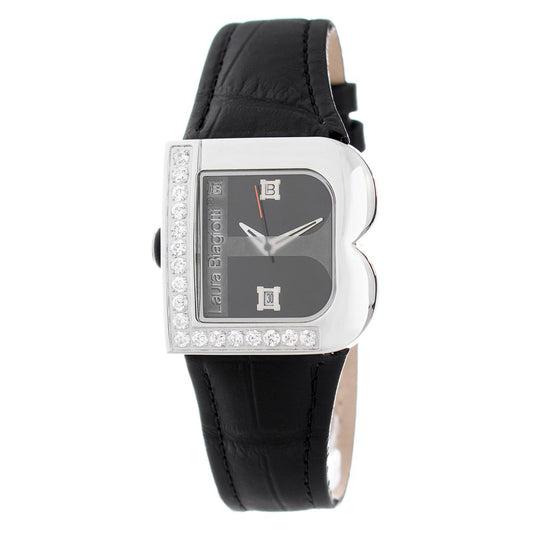 Montre de soirée en cuir noir Laura Biagiotti