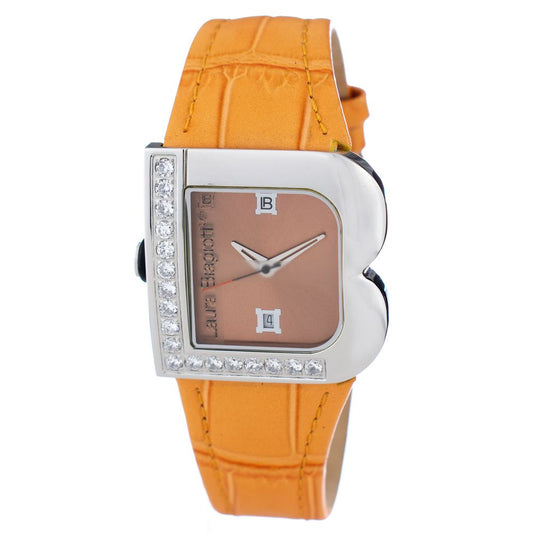 Montre Femme Laura Biagiotti Orange en Cuir - Élégante et Stylée