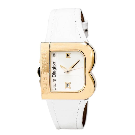 Montre de Luxe en Cuir Blanc Laura Biagiotti - Élégance Intemporelle