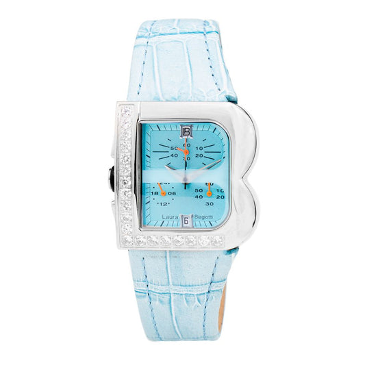 Montre de soirée en cuir bleu Laura Biagiotti pour femmes