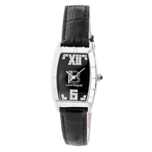 Montre de soirée en cuir noir Laura Biagiotti - Élégante et intemporelle