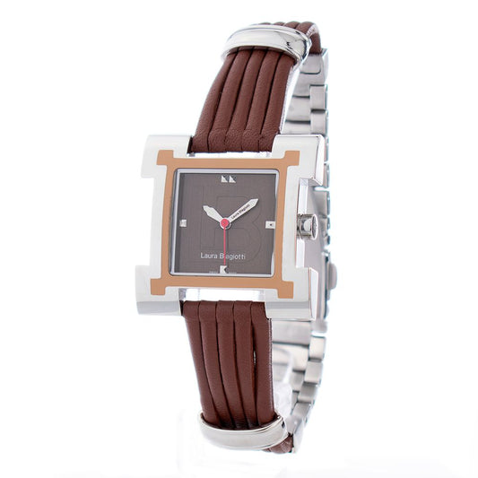 Montre de Luxe en Cuir Brun Laura Biagiotti - Élégance Intemporelle