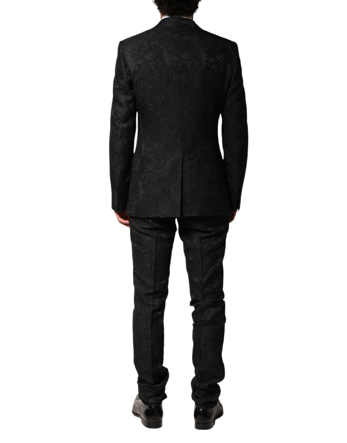 Dolce & Gabbana Black Brocade Single Breasted 2 Piece Suit