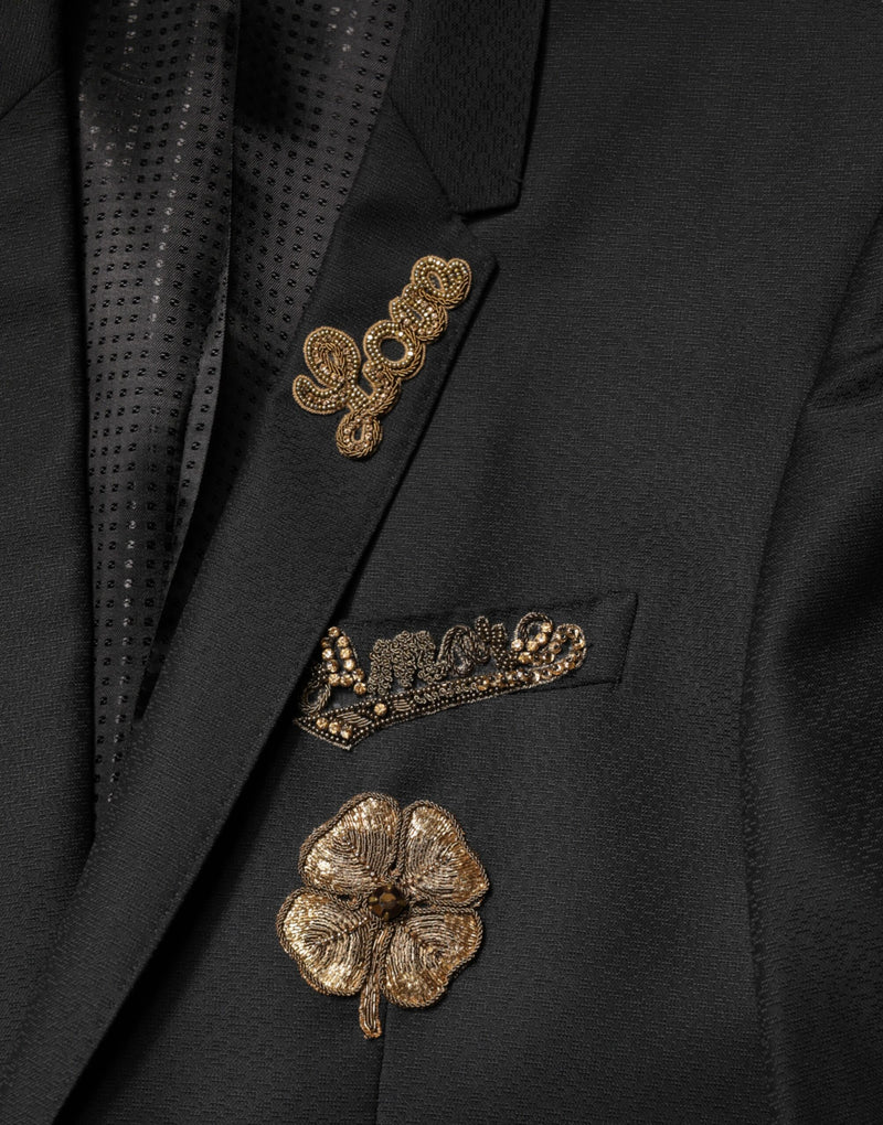 Dolce & Gabbana Black Embellished Single Breasted 2 Pc Suit