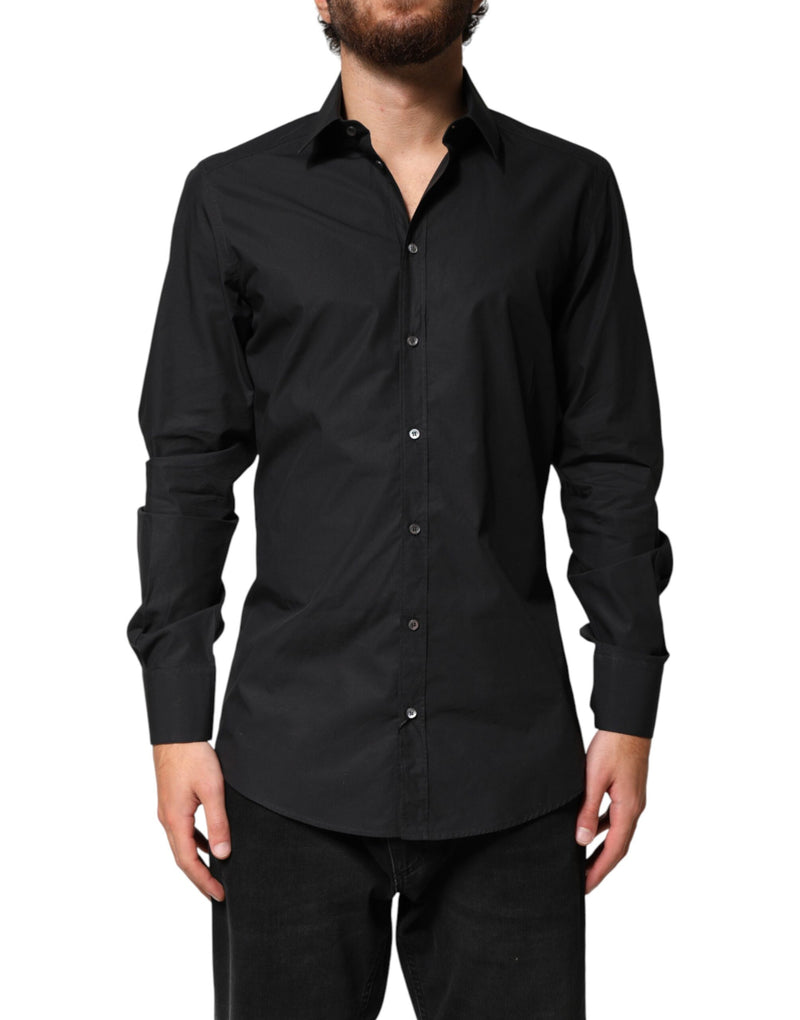 Chemise habillée formelle pour homme Dolce &amp; Gabbana en coton noir et or