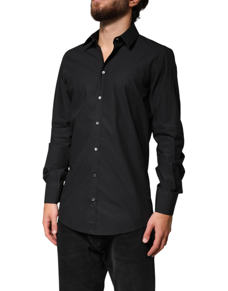 Chemise habillée formelle pour homme Dolce &amp; Gabbana en coton noir et or