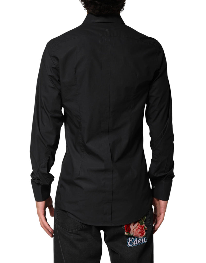 Chemise habillée formelle pour homme Dolce &amp; Gabbana en coton noir et or
