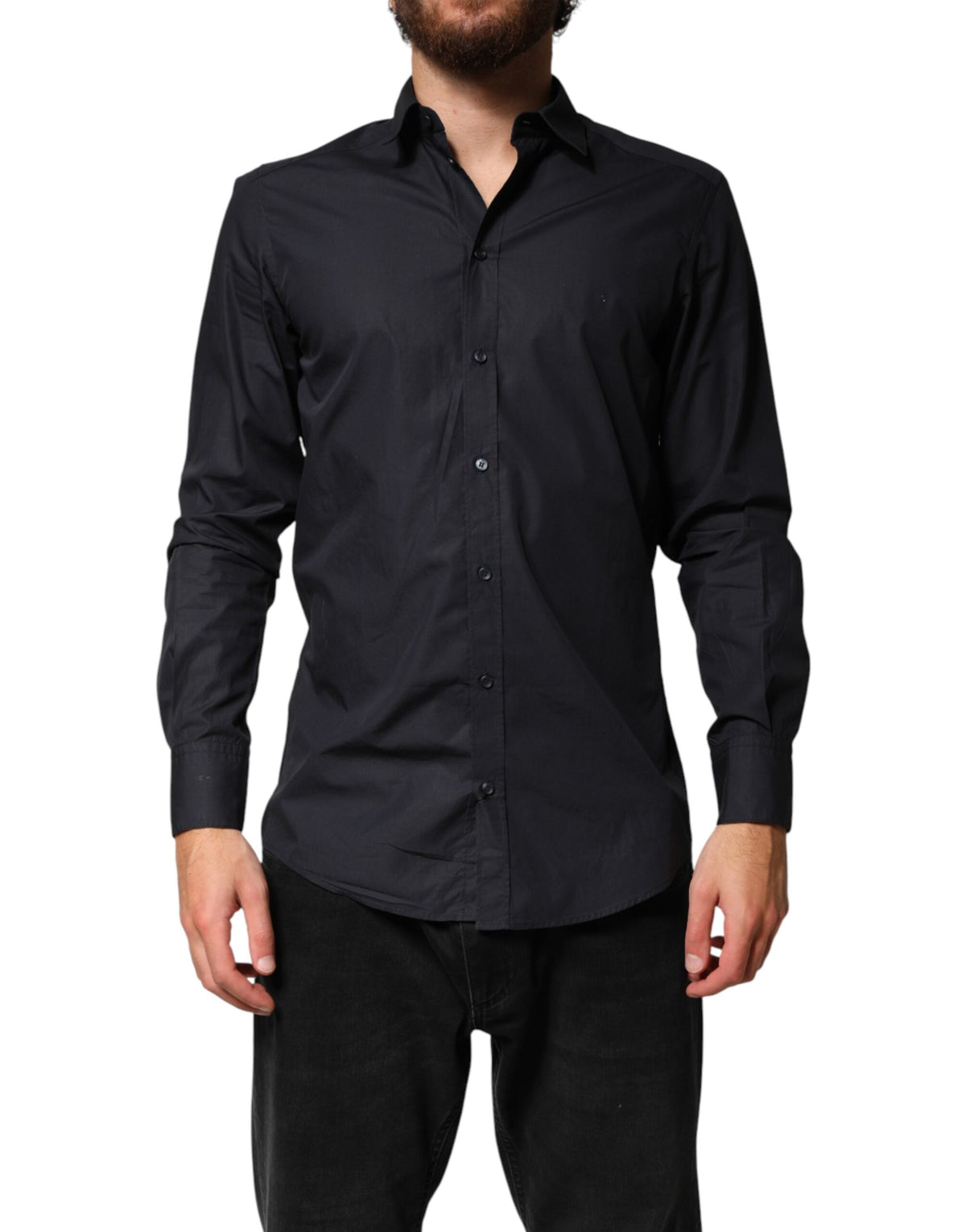 Chemise habillée Dolce &amp; Gabbana noire en coton à manches longues