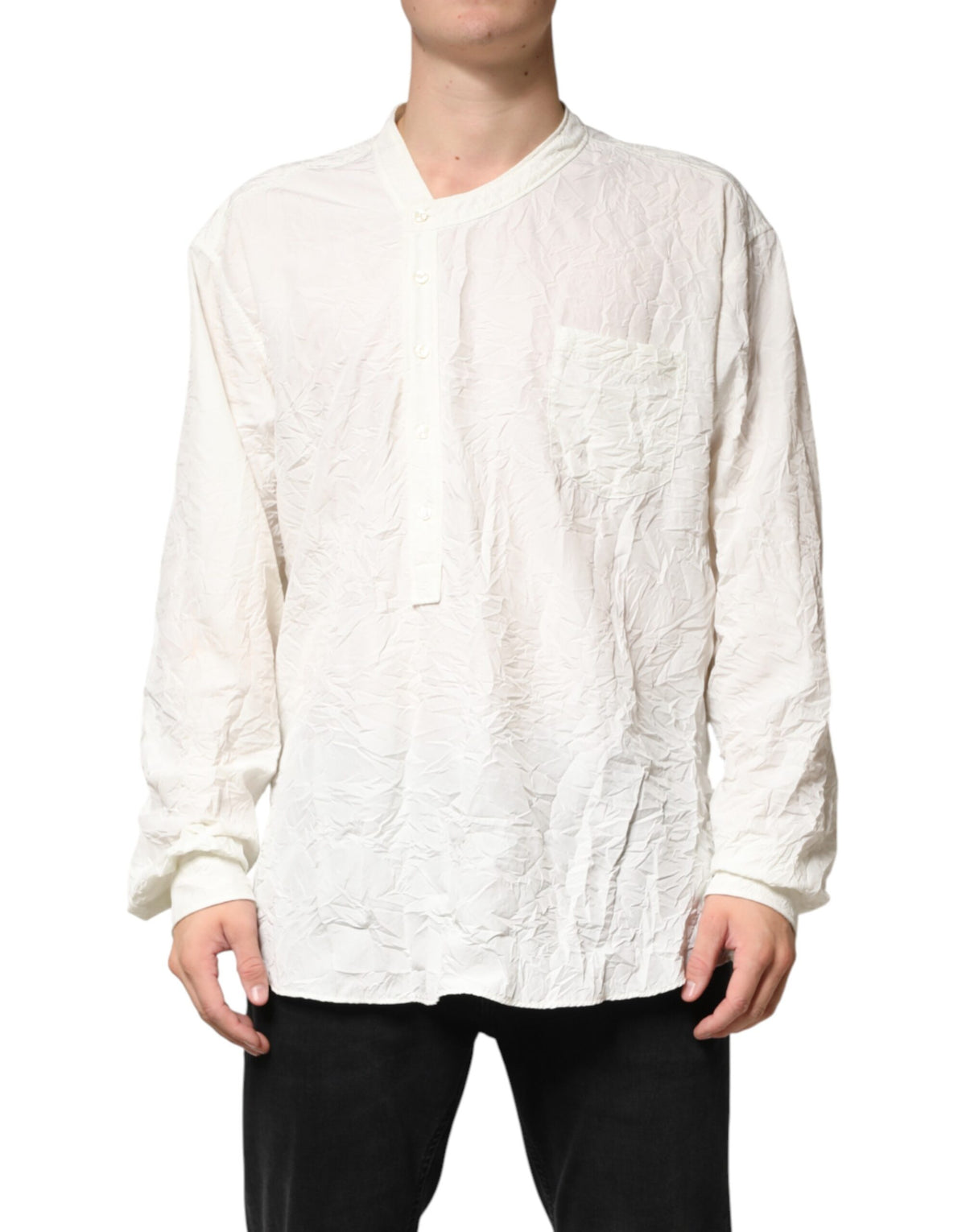 Dolce & Gabbana White Cotton Long Sleeve Shirt for Men