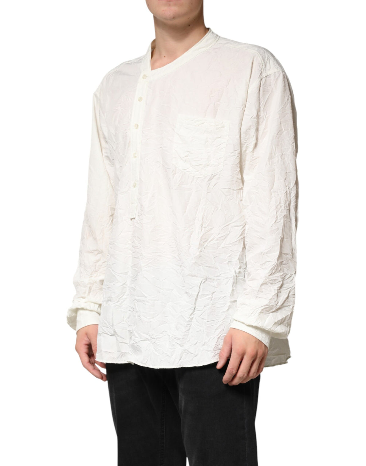 Dolce & Gabbana White Cotton Long Sleeve Shirt for Men