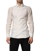 Chemise habillée Dolce &amp; Gabbana pour homme en soie blanc cassé et or