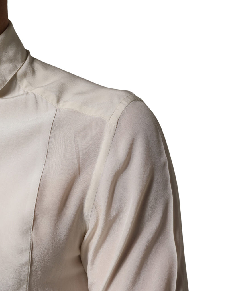 Chemise habillée Dolce &amp; Gabbana pour homme en soie blanc cassé et or