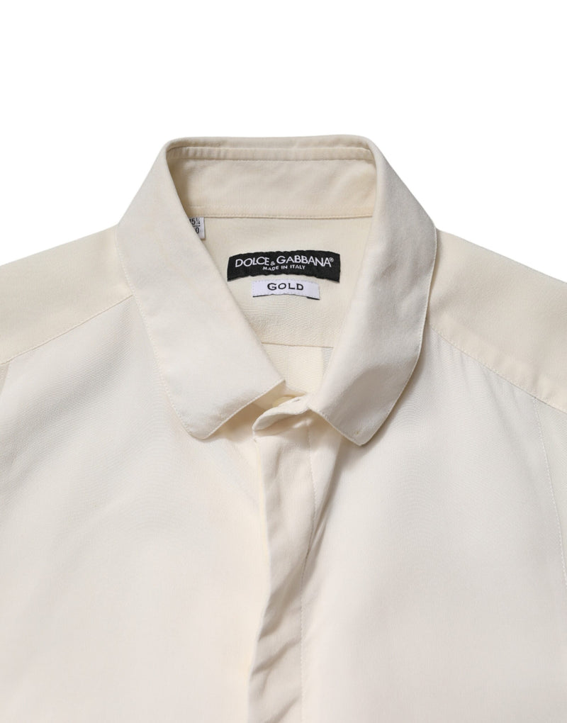 Chemise habillée Dolce &amp; Gabbana pour homme en soie blanc cassé et or