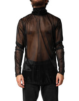 Haut Dolce &amp; Gabbana noir transparent à manches longues et col roulé