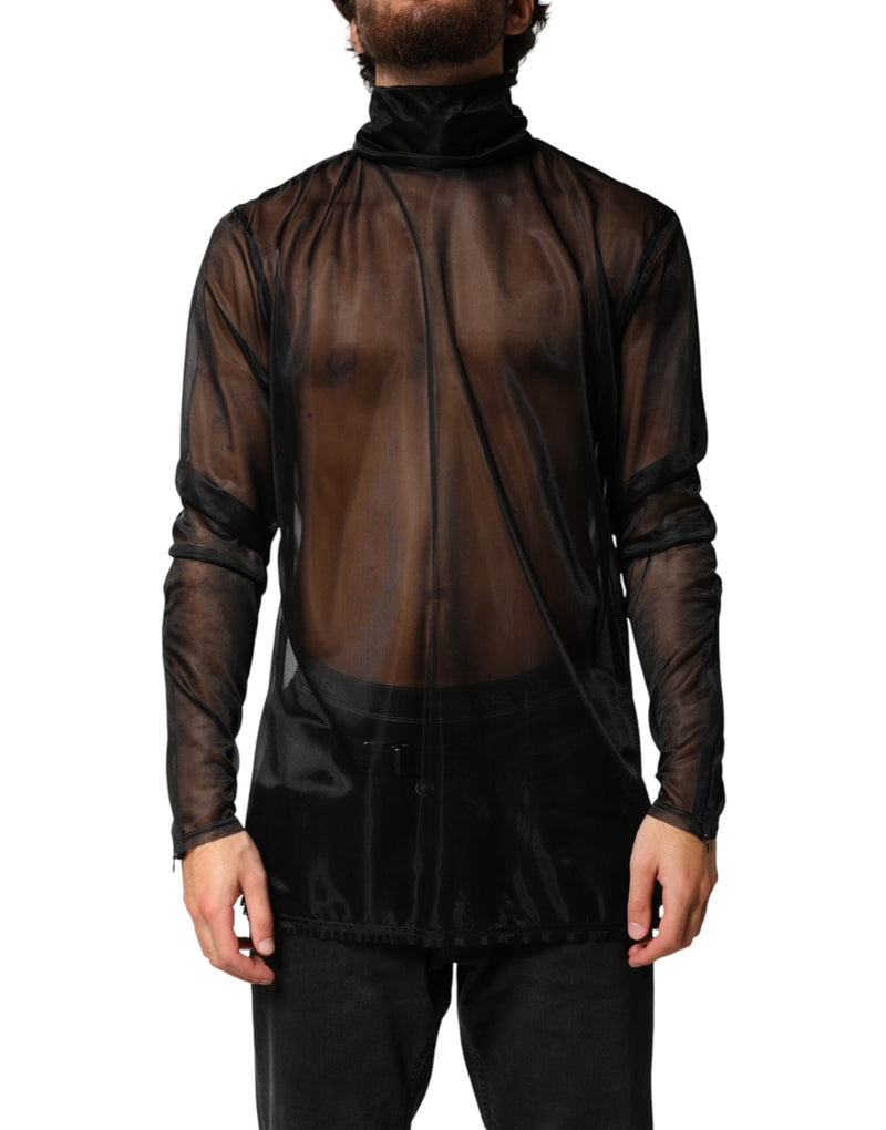 Haut Dolce &amp; Gabbana noir transparent à manches longues et col roulé