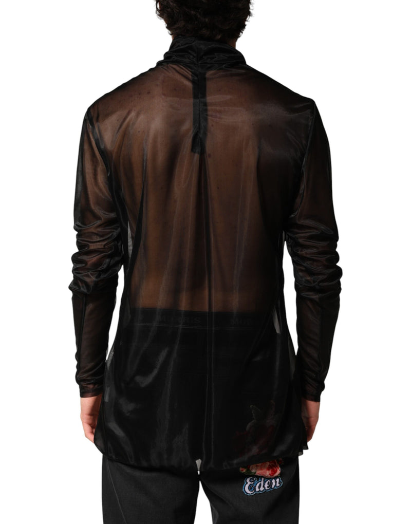 Haut Dolce &amp; Gabbana noir transparent à manches longues et col roulé