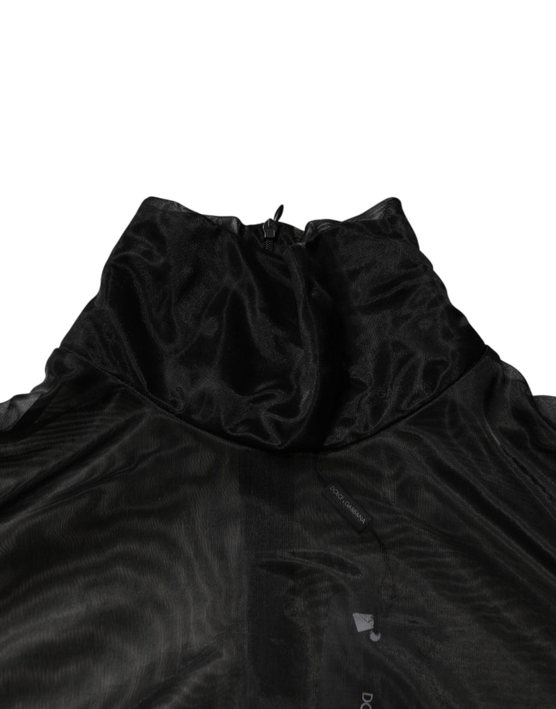 Haut Dolce &amp; Gabbana noir transparent à manches longues et col roulé