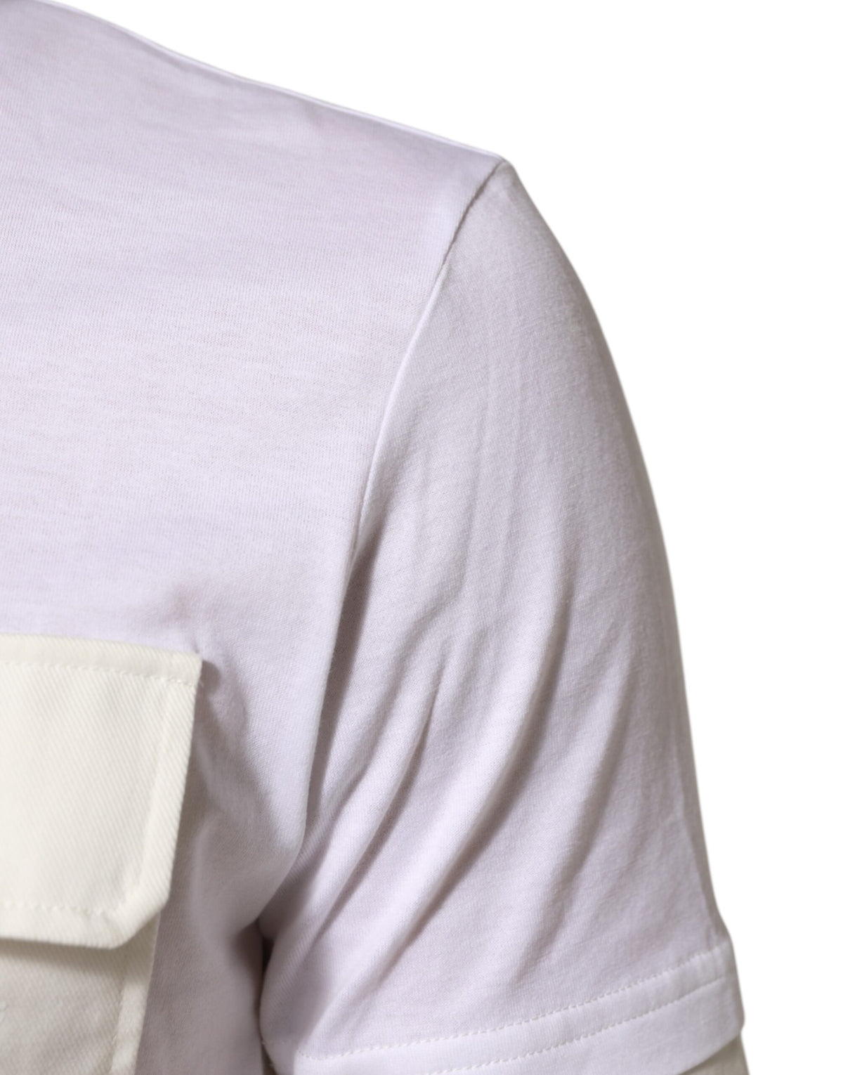 T-shirt blanc en coton à manches courtes avec poches de Dolce &amp; Gabbana