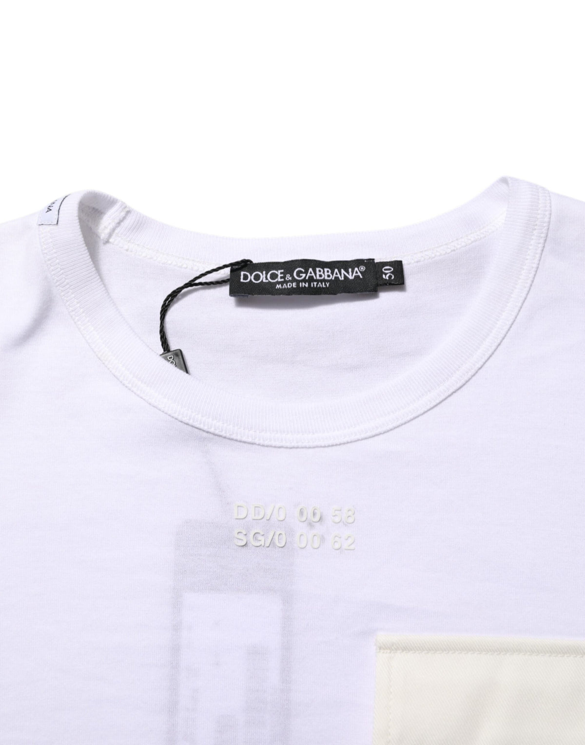 T-shirt blanc en coton à manches courtes avec poches de Dolce &amp; Gabbana